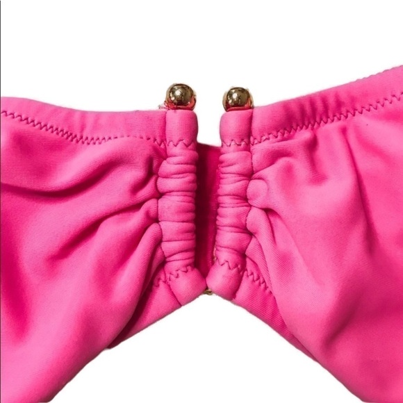 đť…şSHOSHANNA Pink Ruched Bandeau Swimsuit Top Size M/L - Picture 3 of 7